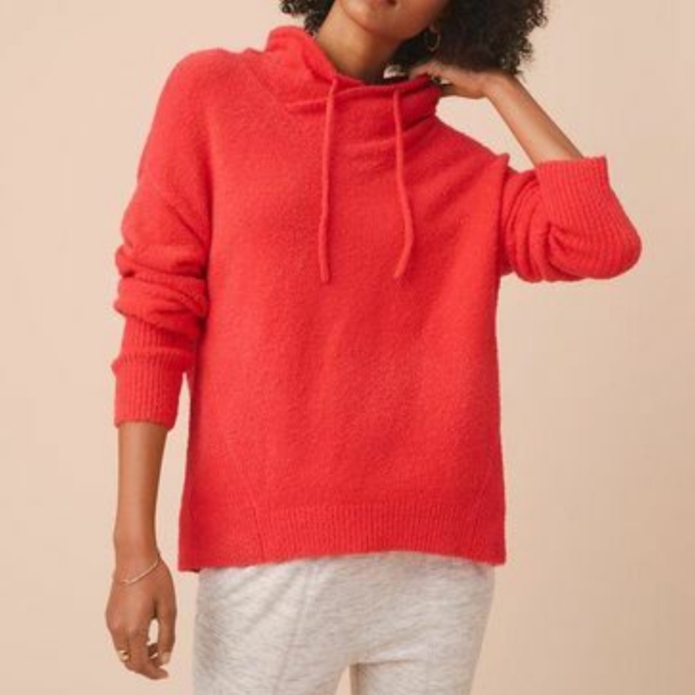 Cozy Coral Cowl Neck NYLON Knit Sweater Size Medium